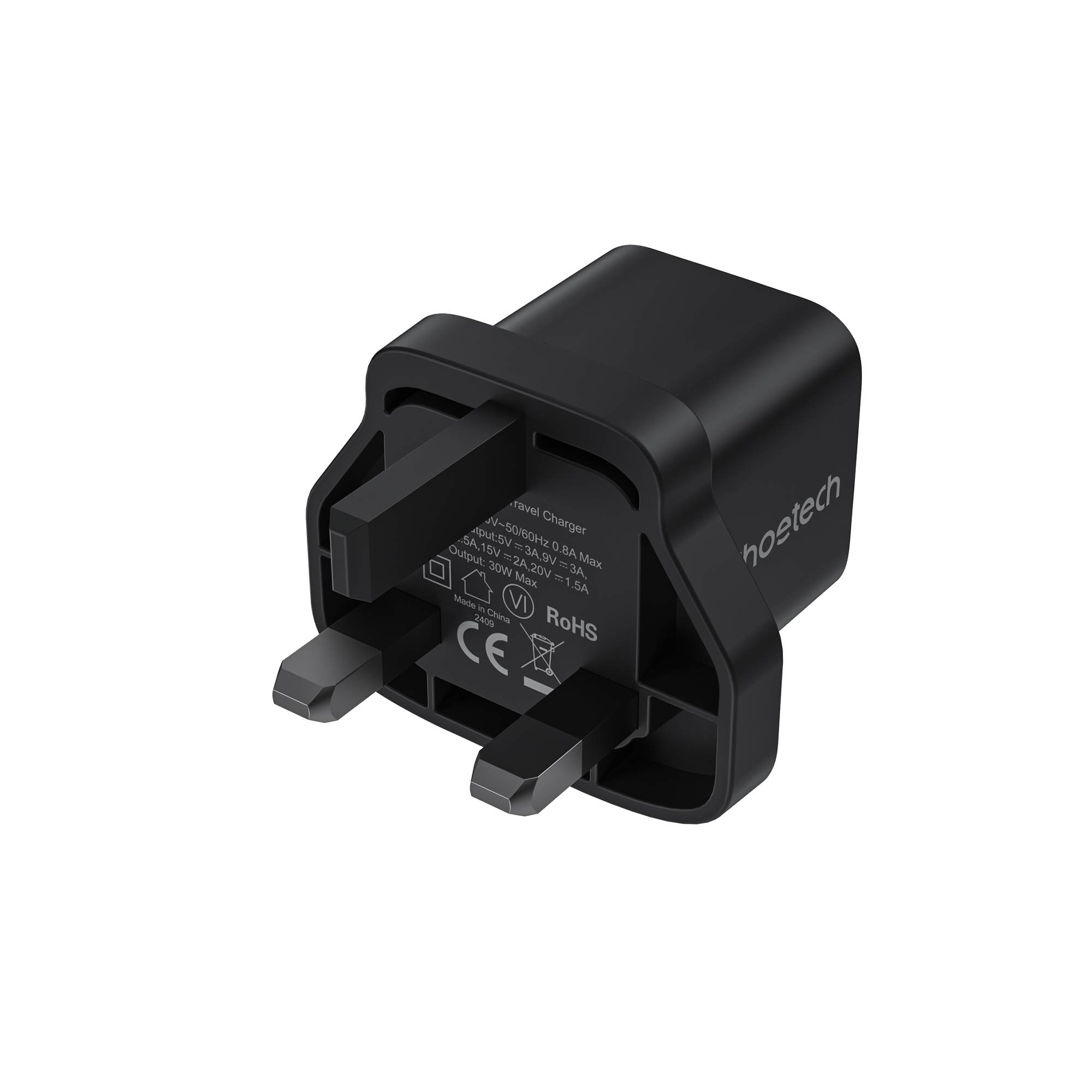 Choetech PD3007 NexGen Mini PD30W GAN USB-C UK Wall Charger Black