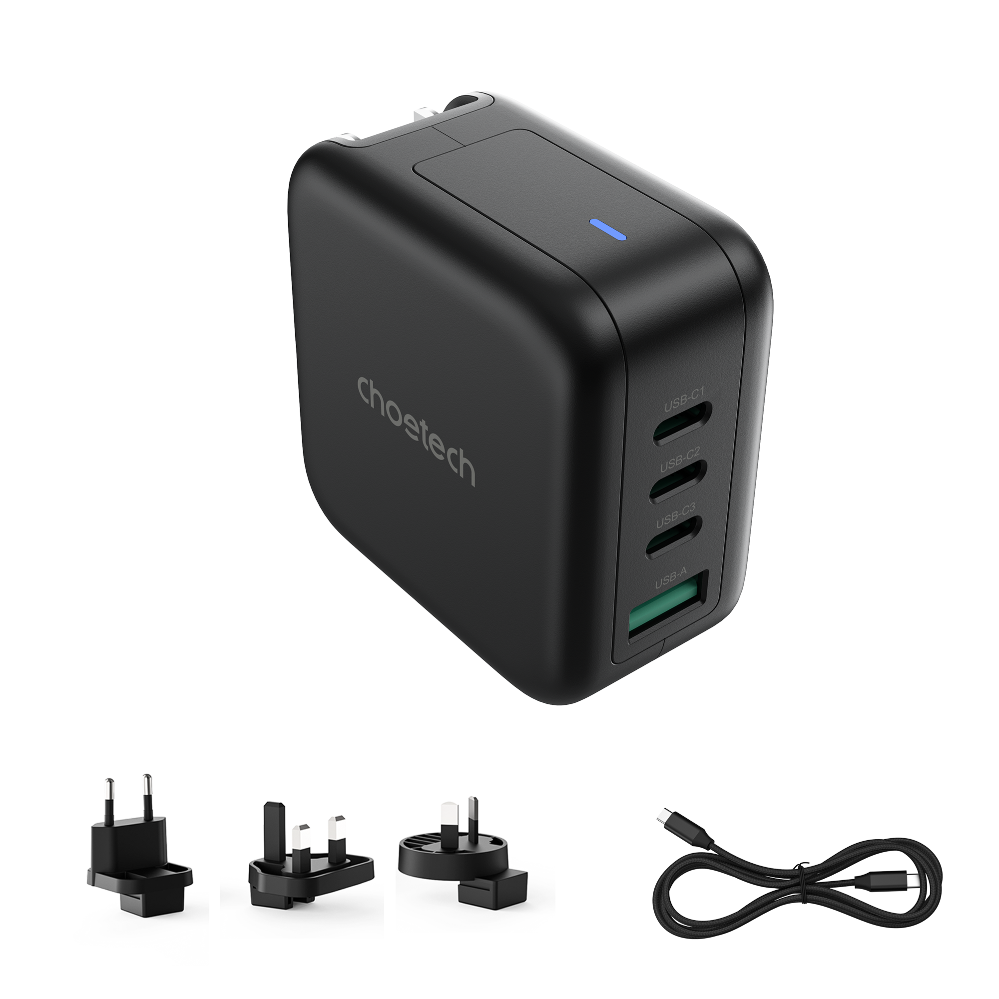 Choetech PD6055 NexGen 3C1A 70W GaN wall charger with US& EU& UK& AUS four Pin