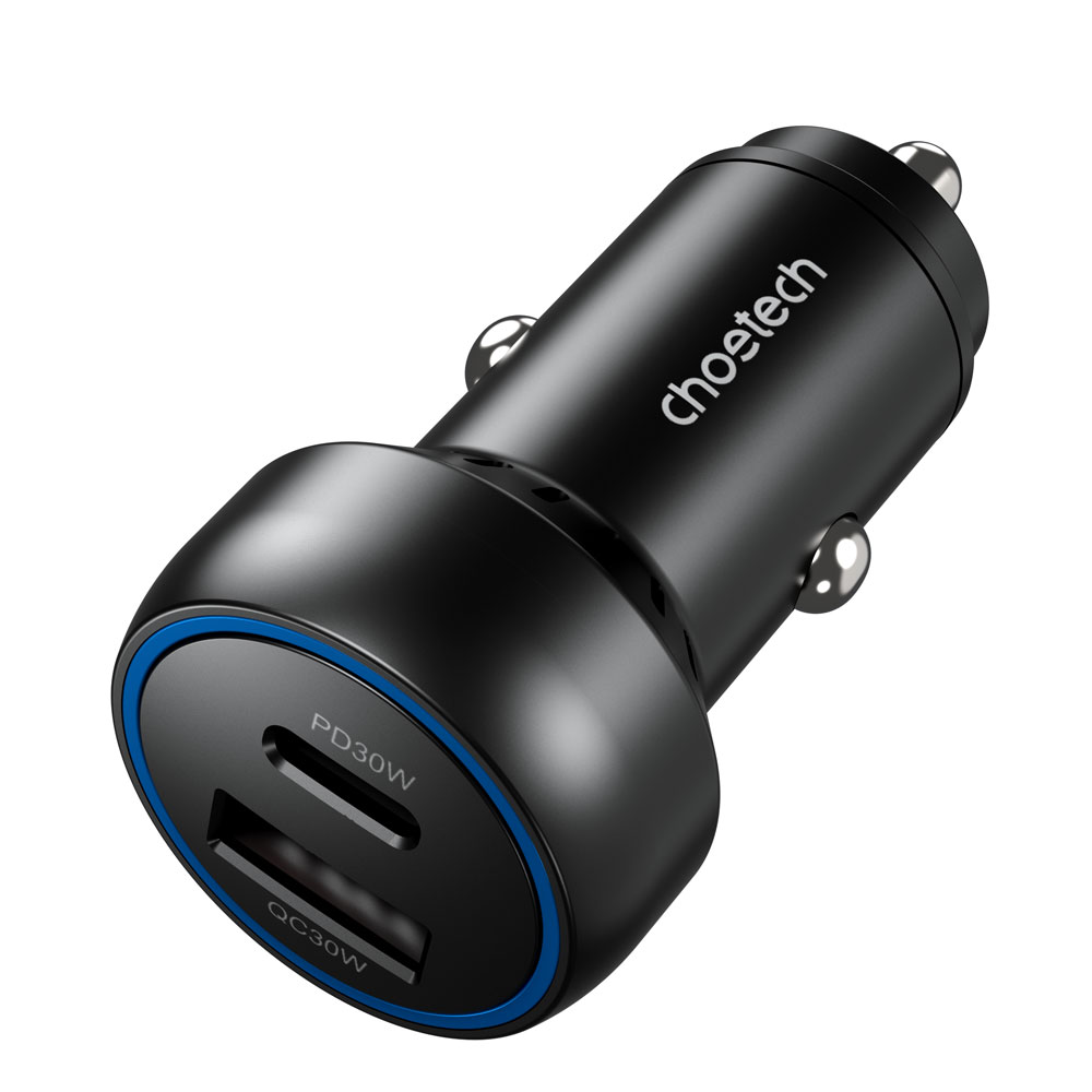 TC0014 60W Dual USB-C+ USB-A Fast Car Charger Black