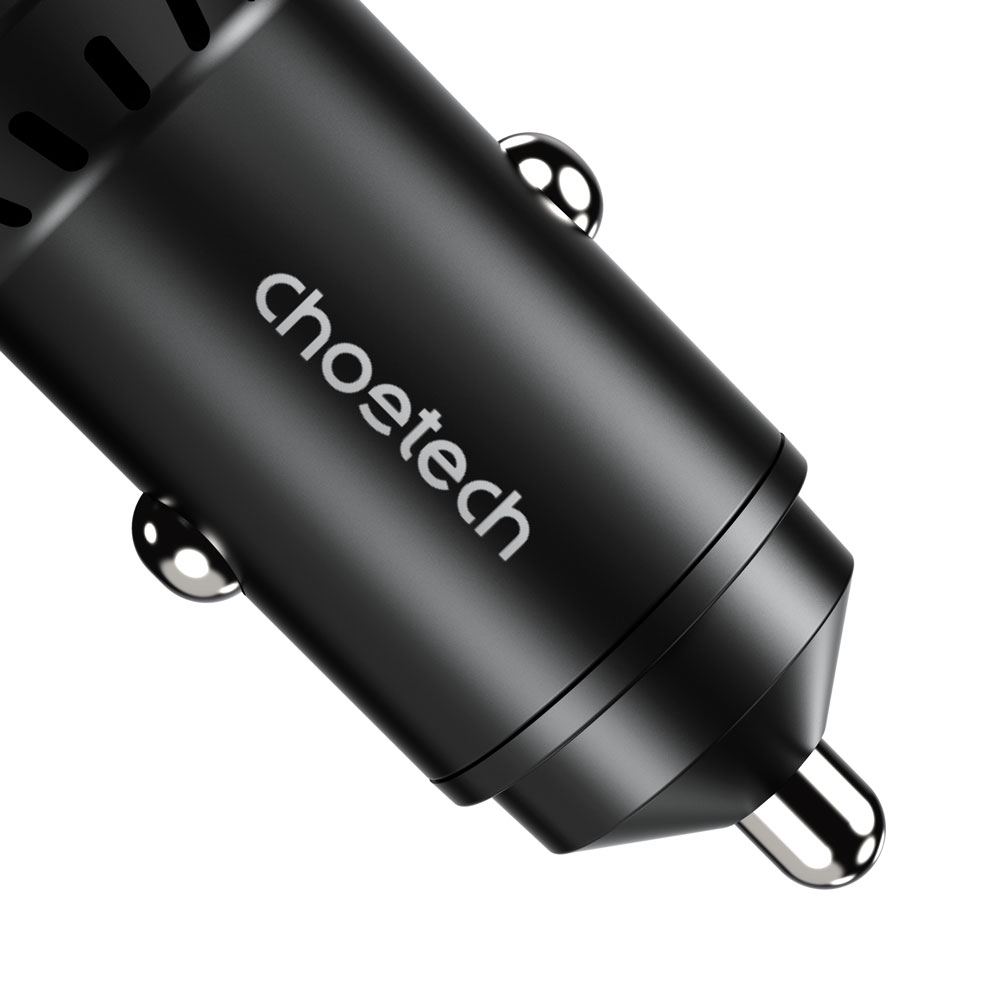 TC0014 60W Dual USB-C+ USB-A Fast Car Charger Black