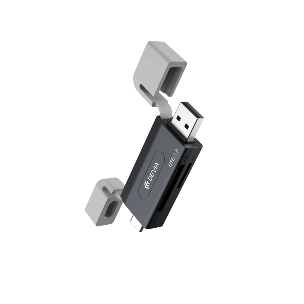 EL240 Devia Leopard Series USB+Type-C 3.0 To SD/TF 2 In 1 High-Speed Card Reader