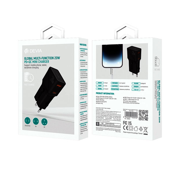 G520-Devia Global Multi-function 20W PD+QC MINI Charger