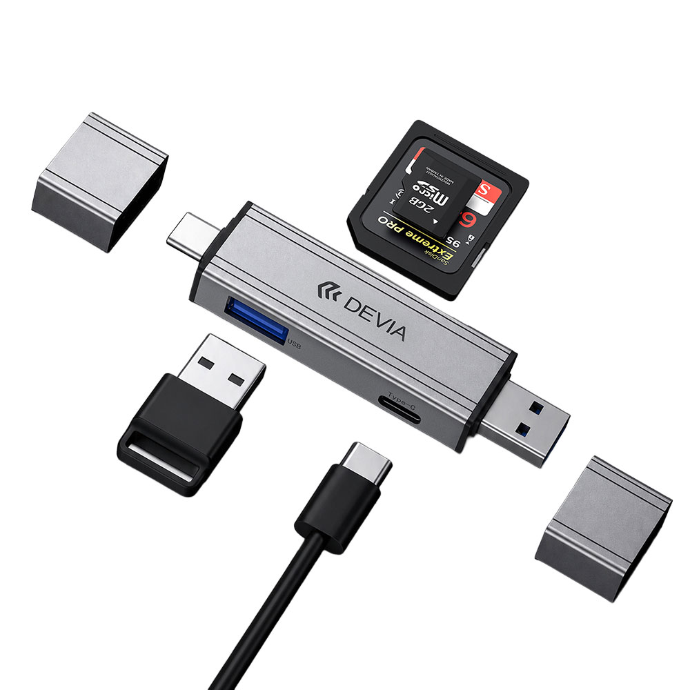 Pro3 USB + Type-C Dual-Head 4-in-1 Card Reader Adapter