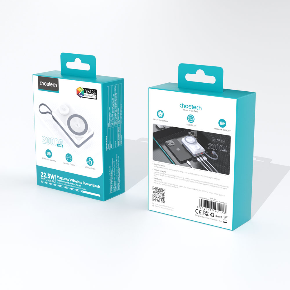 CHOETECH 20000mAh LED display power bank for Mobile and Apple watch