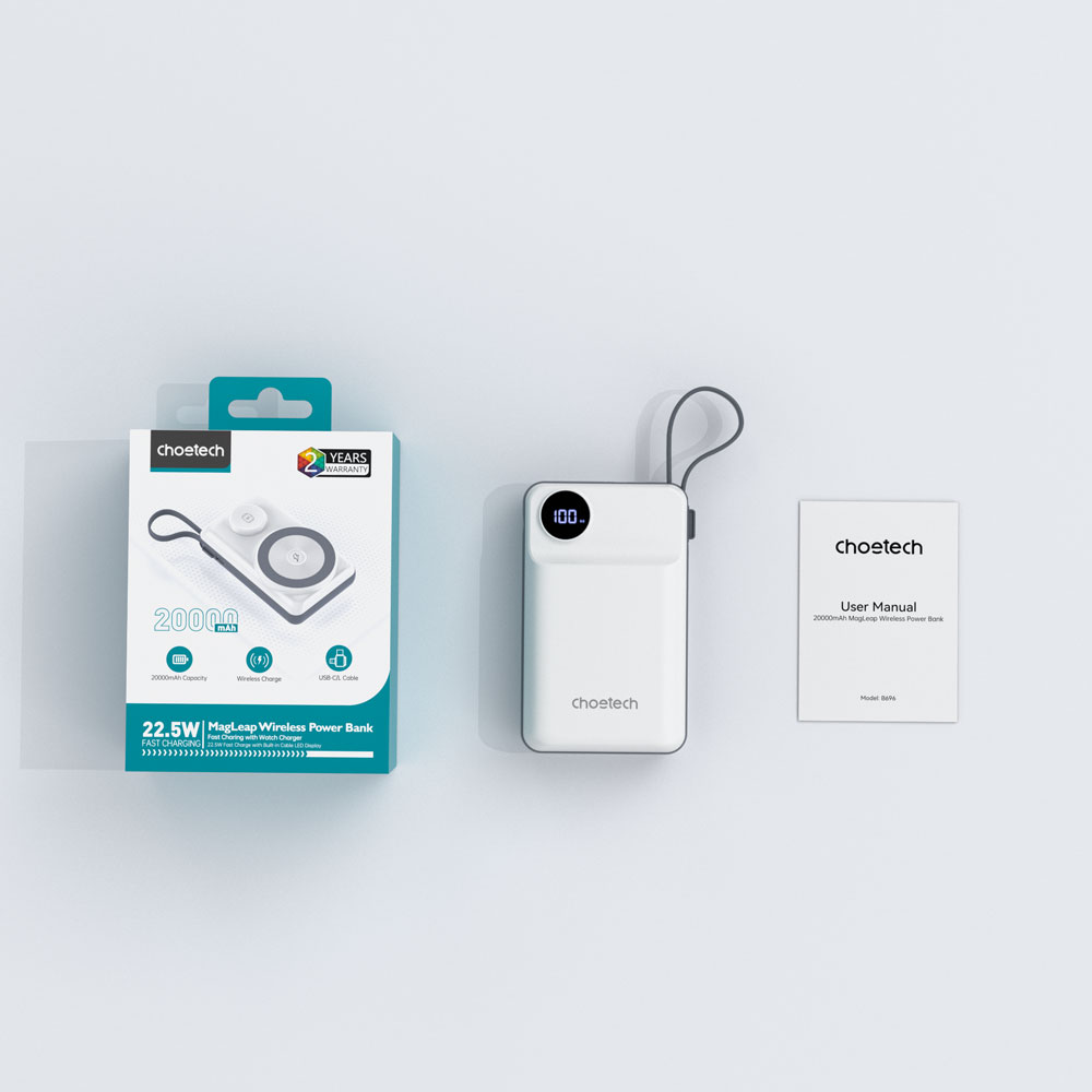 CHOETECH 20000mAh LED display power bank for Mobile and Apple watch