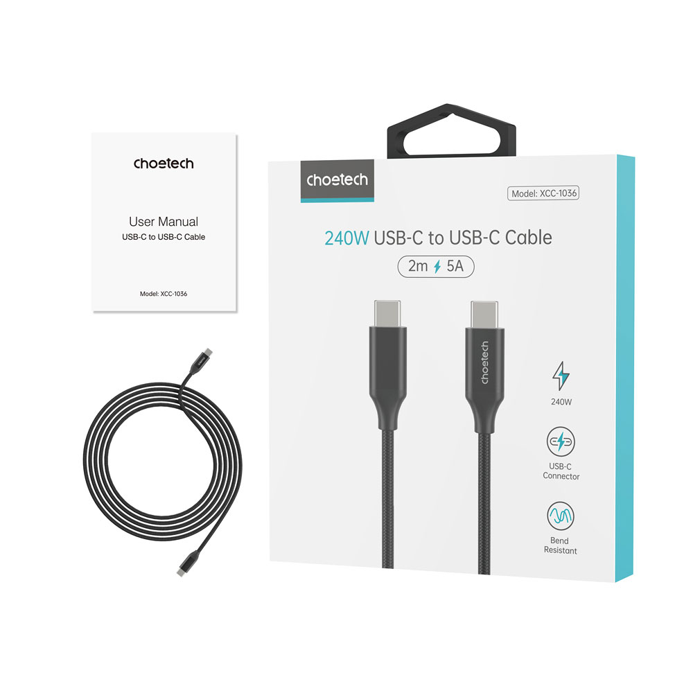 XCC 1036 PD3.1 240W USB-C to USB-C Cable 2M black