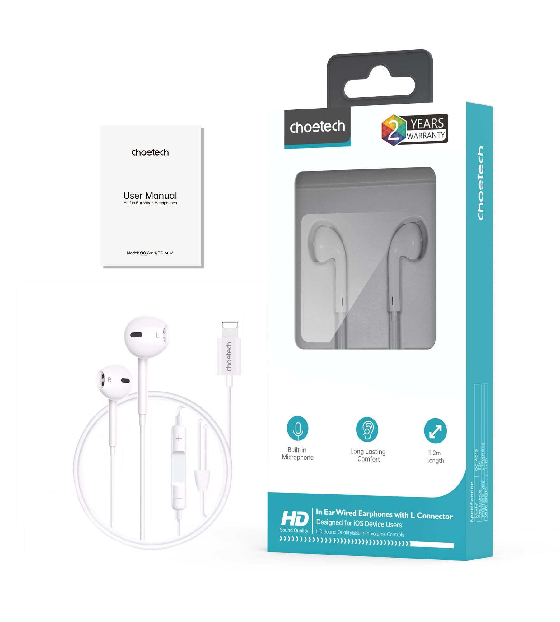 Choetech A013 Lightning Interface Wired Earphone