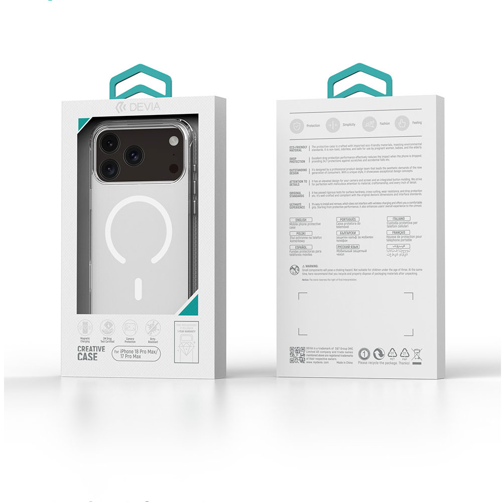 Devia Clear Series Anti-Yellowing Magnetic Case for Iphone 18 Pro