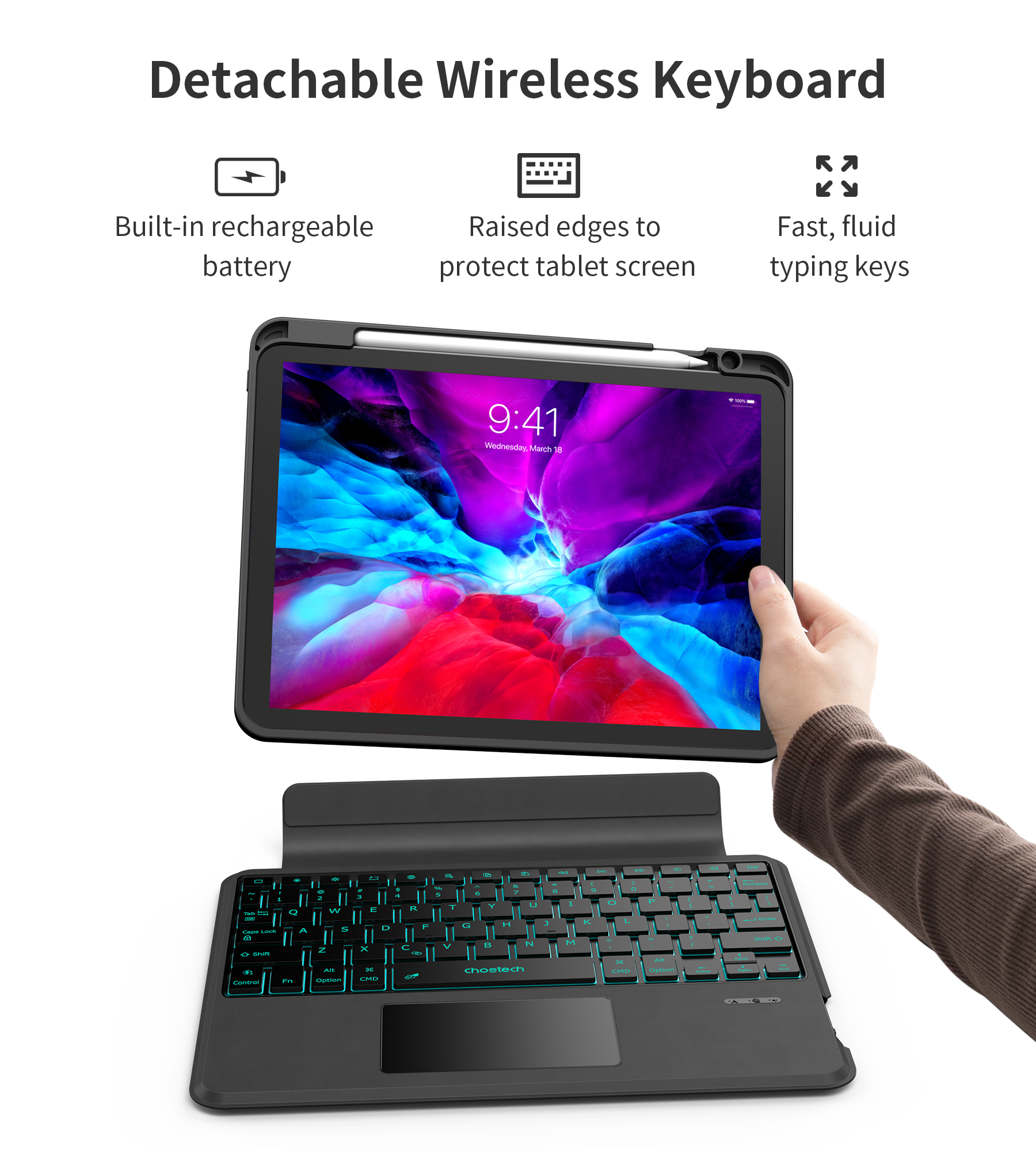 BH-017 iPad 10.9" Magic  Wireless Keyboard Case