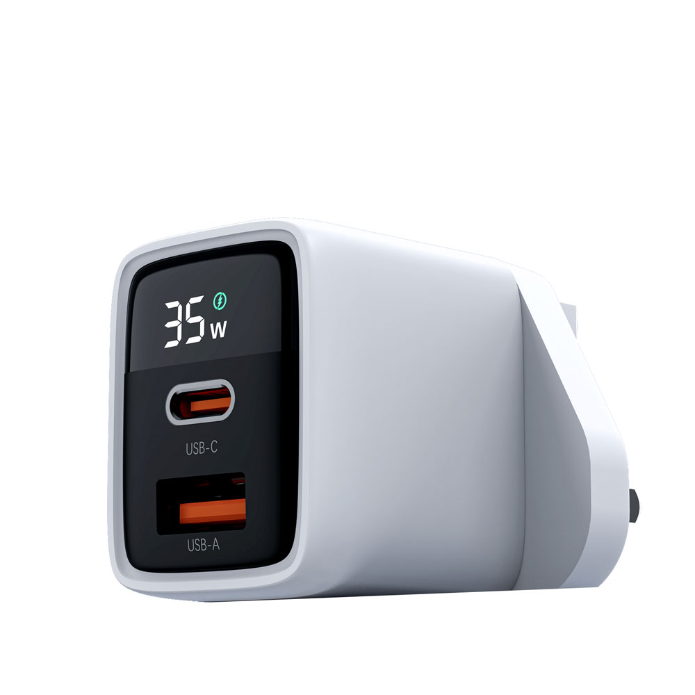 PD6052-Choetech PD35W GAN A+C Display wall charger UK white