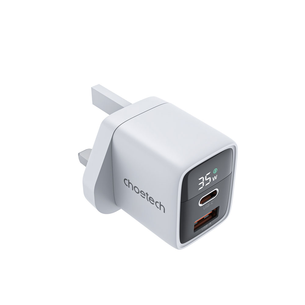 PD6052-Choetech PD35W GAN A+C Display wall charger UK white