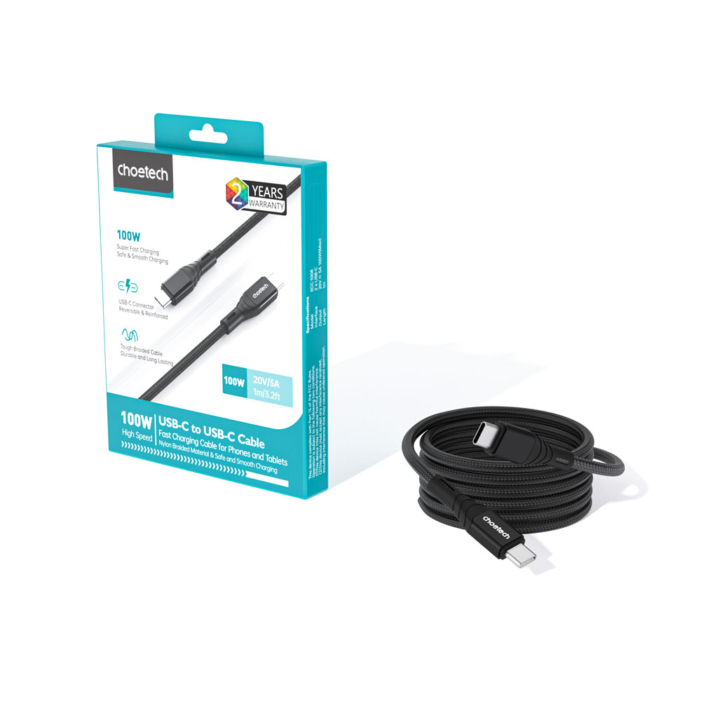 XCC-1008-CHOETECH PD100W USB-C to USB-C Cable