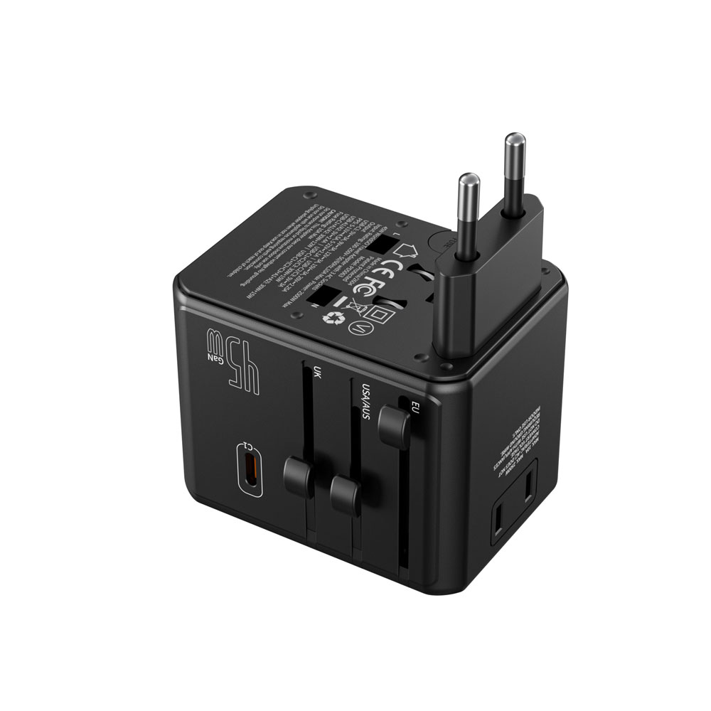 Choetech PD5063 WorldGO PD45W traveling charger , 2A3C3AC, Black