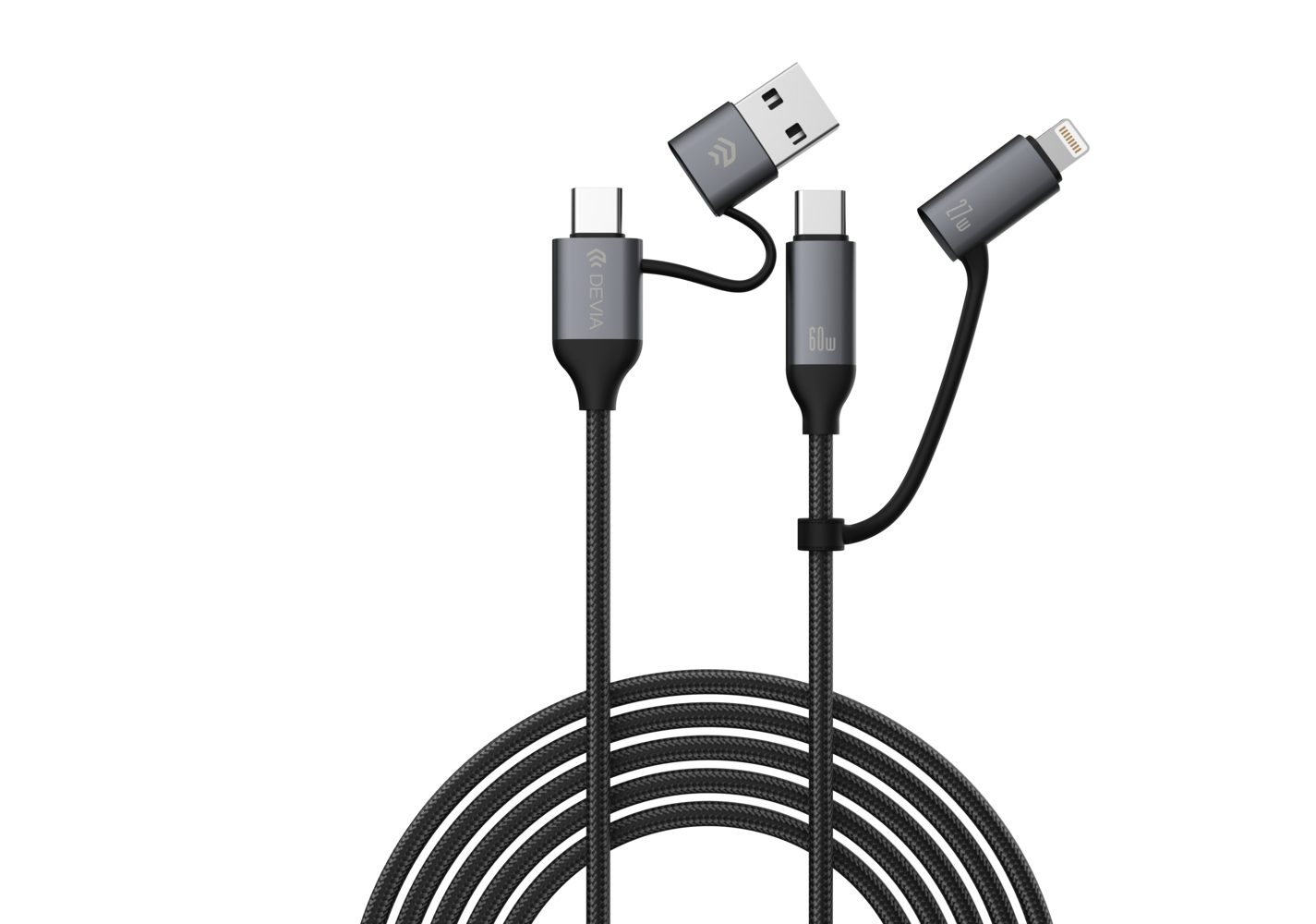 EC504 - Devia Extreme Speed Series Multi Functions 4 In 1 Woven Fast Cable(1.5M)