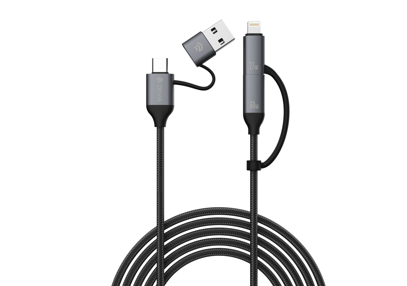 EC504 - Devia Extreme Speed Series Multi Functions 4 In 1 Woven Fast Cable(1.5M)