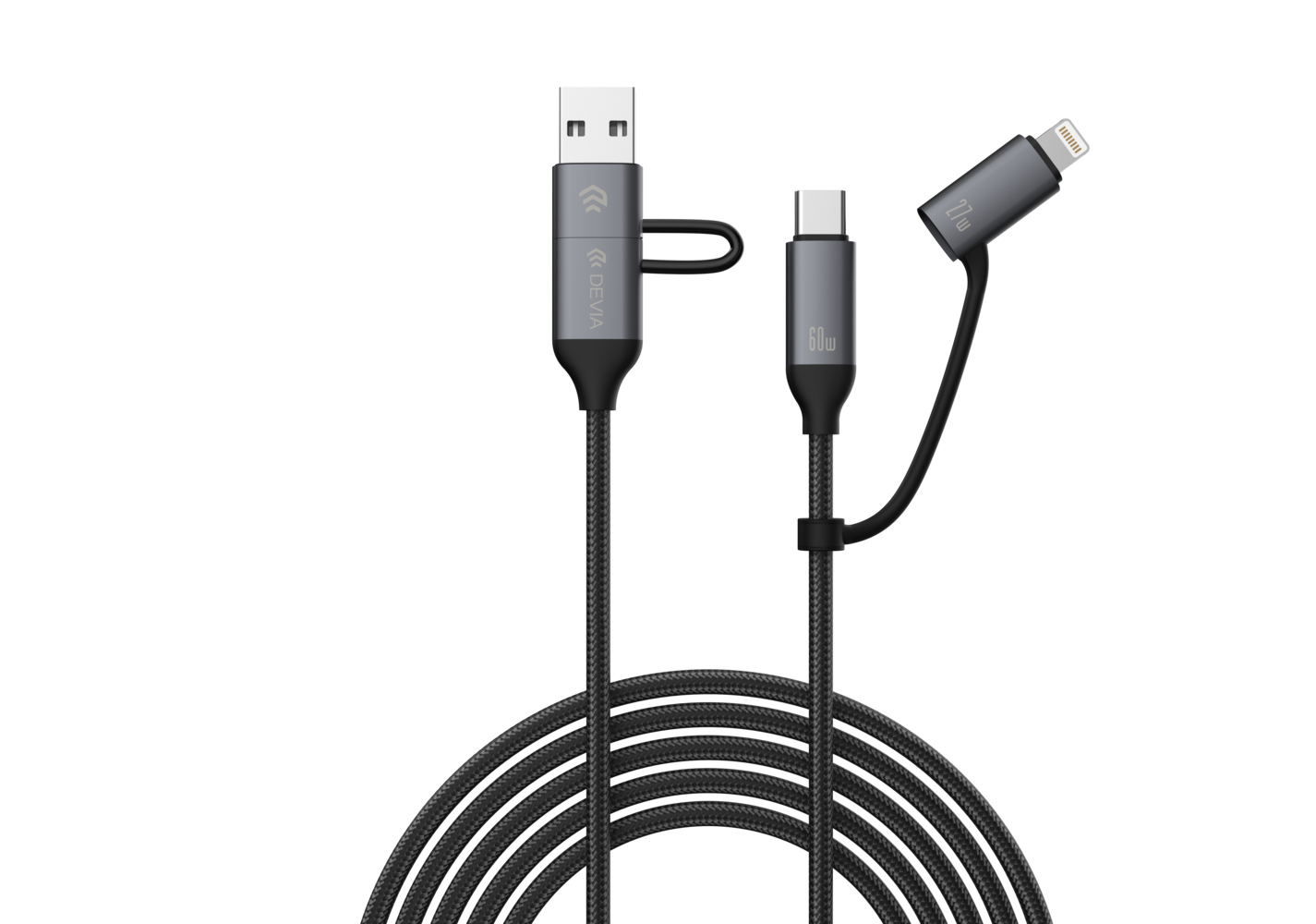 EC504 - Devia Extreme Speed Series Multi Functions 4 In 1 Woven Fast Cable(1.5M)