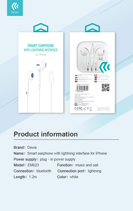 Smart Earphone With Lightning Interface For iPhone