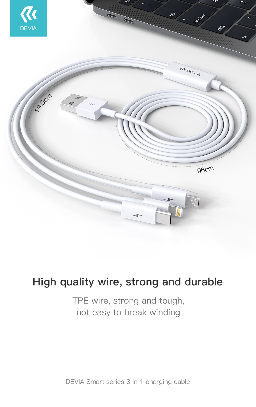 EC141-Devia Smart Series 3 In 1 Charging Cable (Micro, Type-C Lightning)