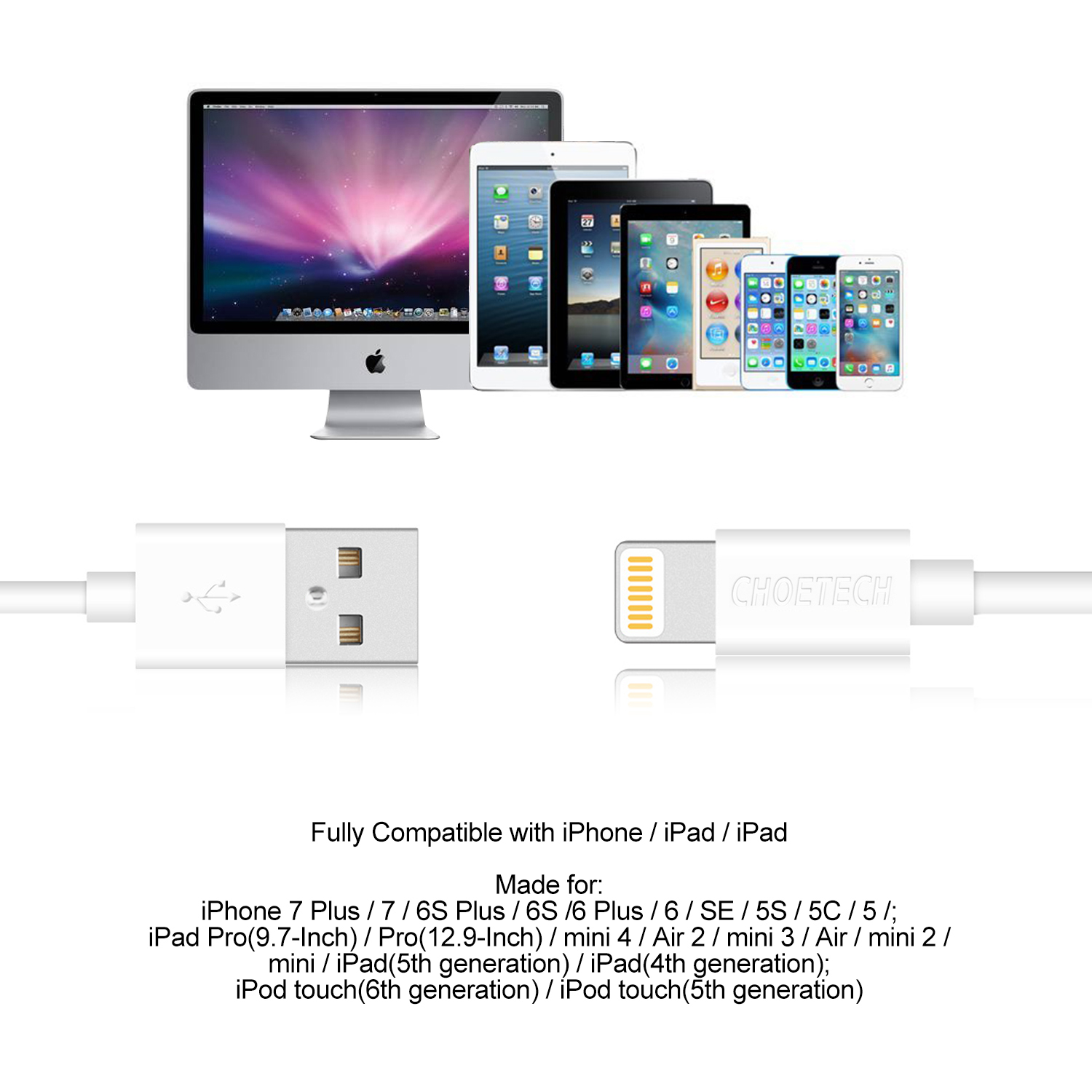 IP0026-WH-USB to Lightning MFI certified cable