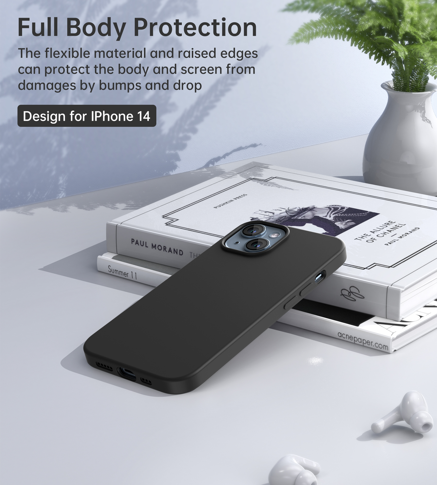 PC0115-BK-Magnetic Silicon Case for Iphone 14     