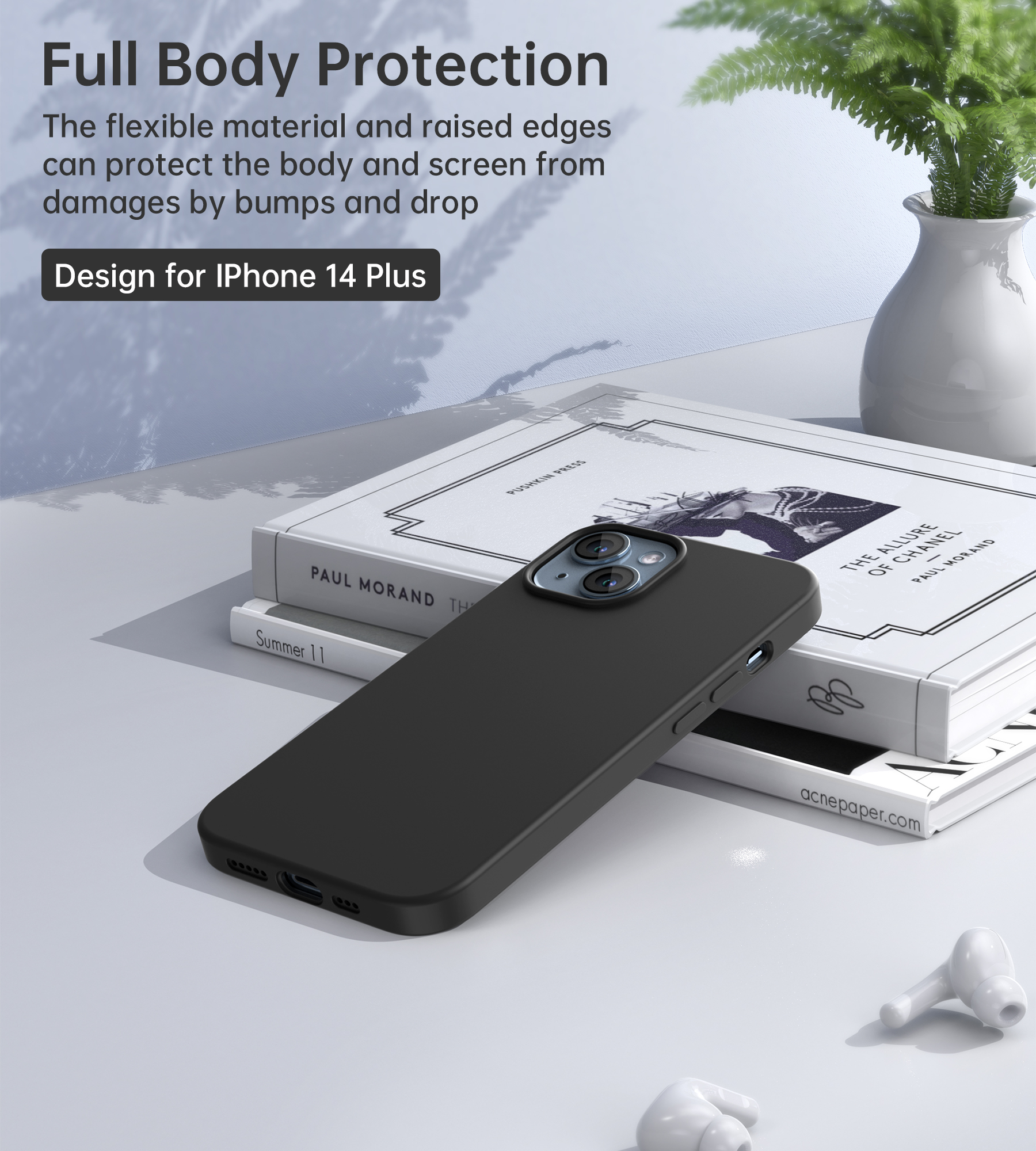 PC0116-BK-Magnetic Silicon Case for Iphone 14