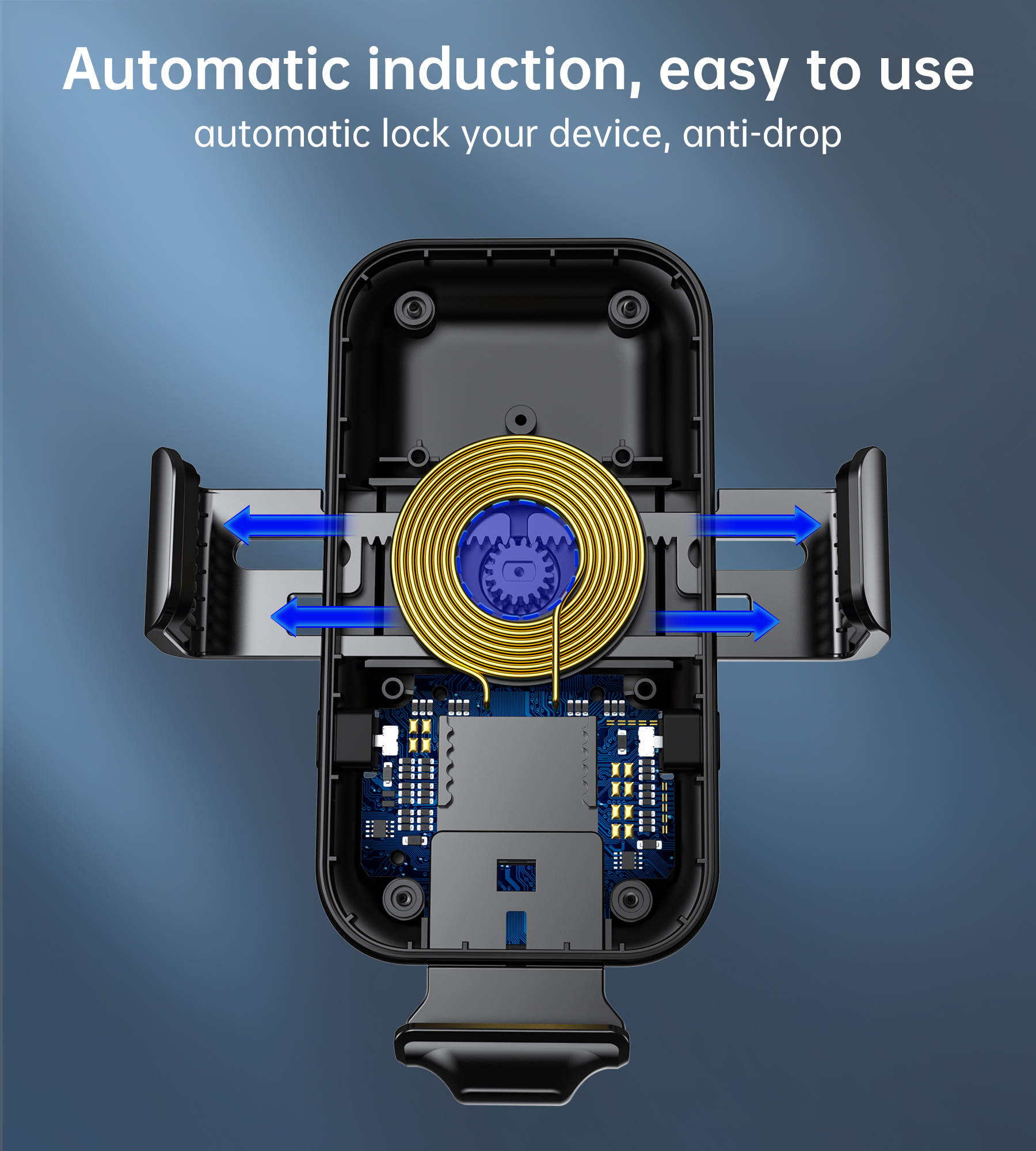 T201-F- 15W Automatic Wireless car charger holder with 3 magnetic replacable heads