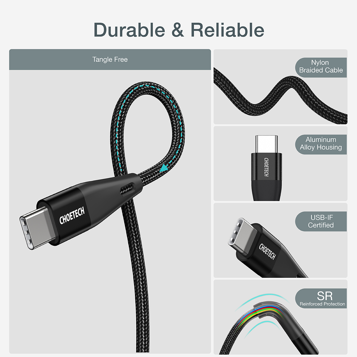 XCC-1003 - PD 60W USB-C to USB-C 1.2m Cable