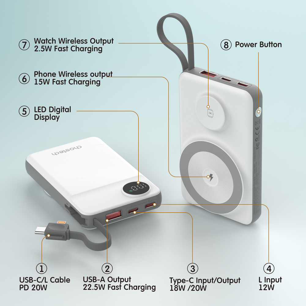 BD695 10000mAh LED display power bank for Mobile and Apple watch